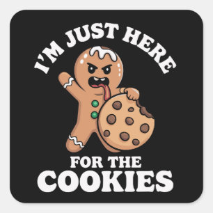 Adesivo Quadrado Estou Aqui Apenas Para os Biscoitos de Natal