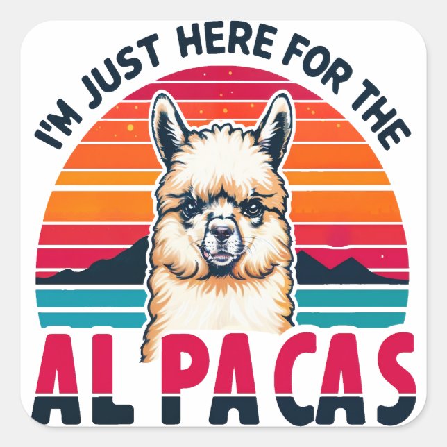 Adesivo Quadrado Estou aqui para os amantes alpacas engraçados (Frente)