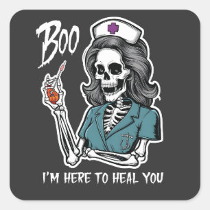 Adesivo Quadrado Estou aqui para te curar... Enfermeira Halloween.