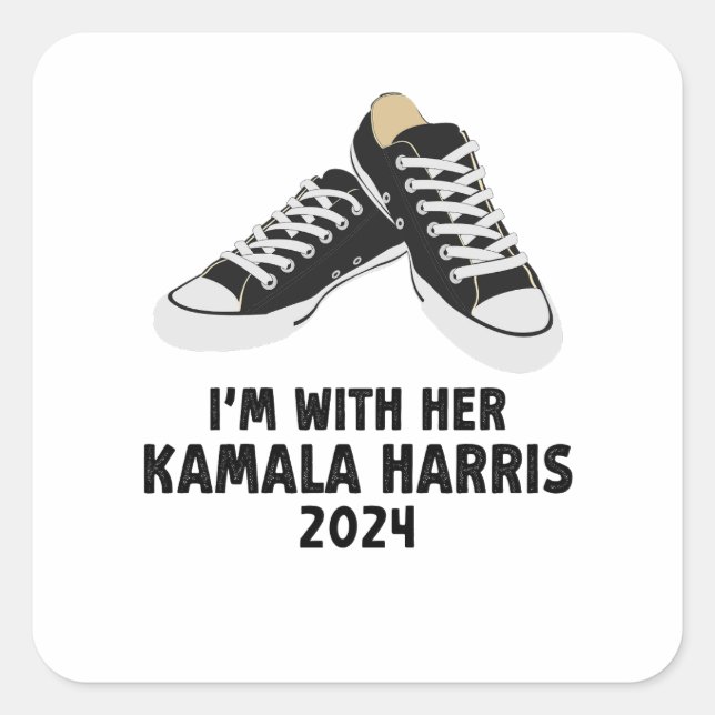 Adesivo Quadrado Estou com Kamala Harris Support Kamala Harris (Frente)