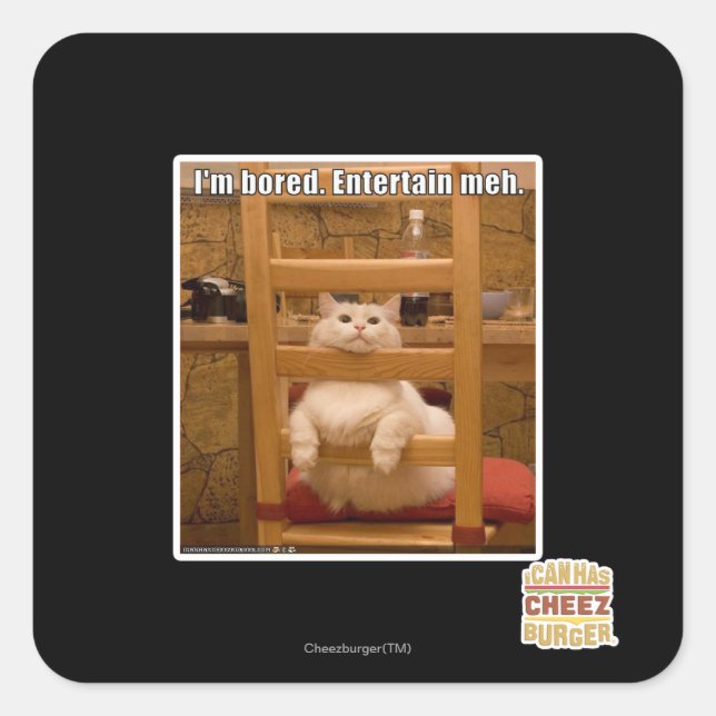 Adesivo Quadrado Estou entediado. (Frente)