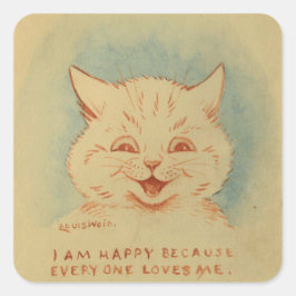 Adesivo Quadrado Estou Feliz Porque Todo Mundo Me Ama (Louis Wain)