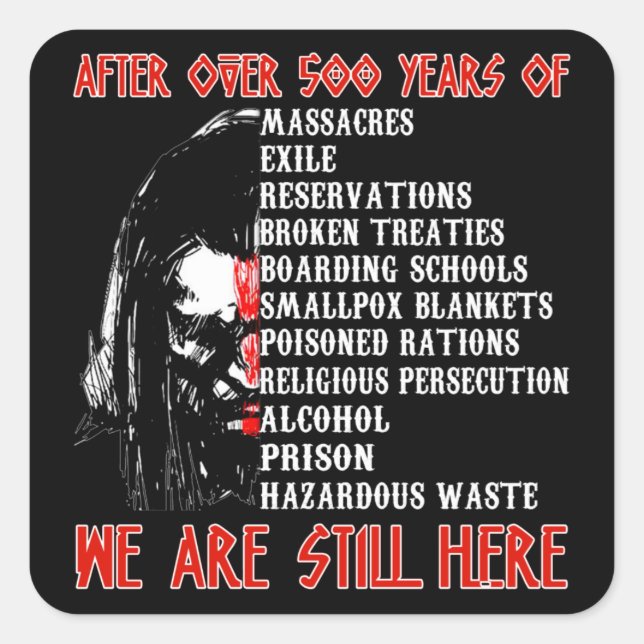 Adesivo Quadrado Estou orgulhoso do 86 nativo americano (Frente)