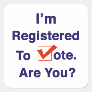 Adesivo Quadrado Estou registrado para votar