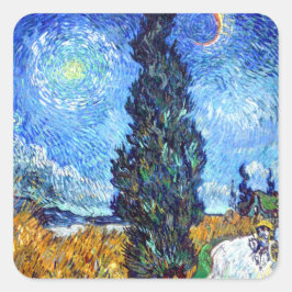 Adesivo Quadrado Estrada com a Cypress e a Estrela Paisagem Arte Va