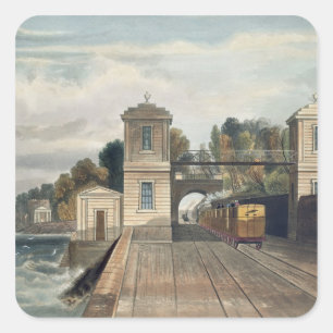 Adesivo Quadrado Estrada de ferro de Dublin e de Kingstown: