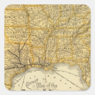 Adesivo Quadrado Estrada de ferro, linhas de navio a vapor Do sul