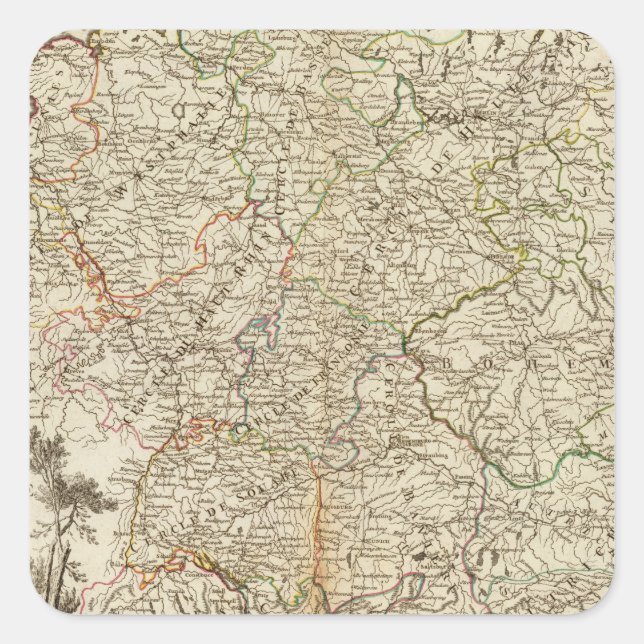 Adesivo Quadrado Estradas postais europeias (Frente)