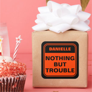 Adesivo Quadrado Estranho preto engraçado, nada além de problemas p