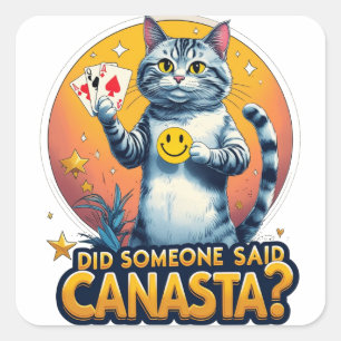 Adesivo Quadrado Estratégia de cartão de jogo Canasta