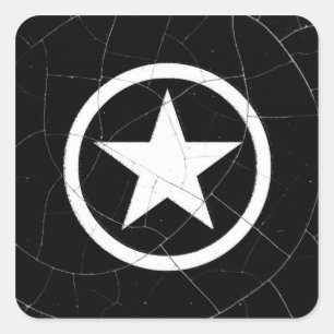 Adesivo Quadrado Estrela Branca e Negra do Exército