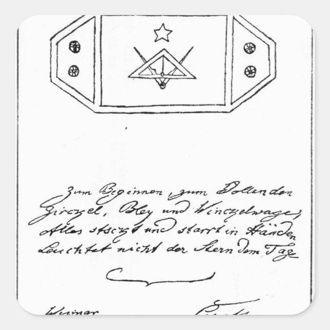 Adesivo Quadrado Estrela brilhante sobre quadrado e Compass e chumb (Frente)