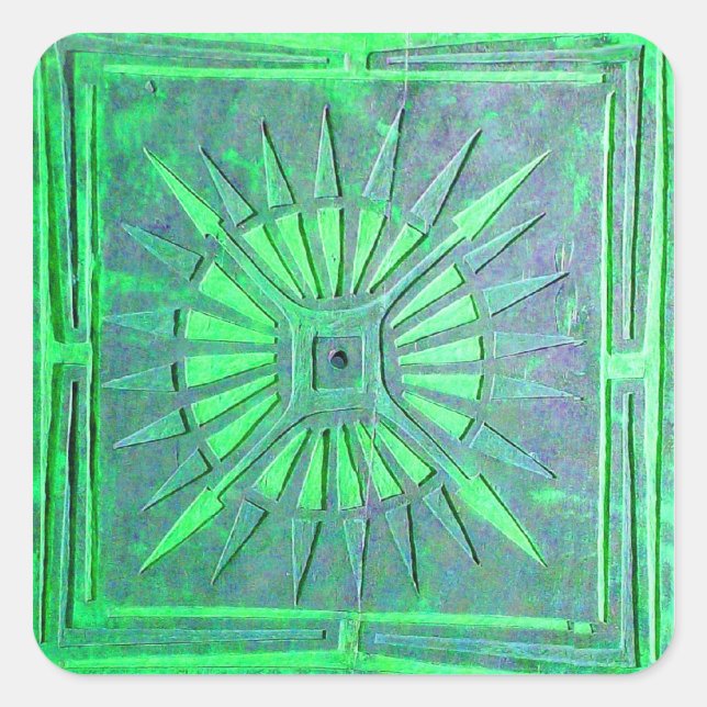 Adesivo Quadrado ESTRELA DA MANHÃ, azul, claro, verde (Frente)