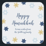 Adesivo Quadrado Estrela de Davi | Chanucá Azul e Dourado<br><div class="desc">Estrela Azul Bonita de Hanukkah de David design</div>