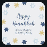 Adesivo Quadrado Estrela de Davi | Chanucá Azul e Dourado<br><div class="desc">Estrela Azul Bonita de Hanukkah de David design</div>