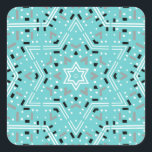 Adesivo Quadrado Estrela de David Hanukkah Stickers<br><div class="desc">Adorável adesivos aqua Hanukkah apresentando uma estrela abstrato mandala de padrão David. Desenhada por Susan Silva.</div>