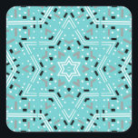 Adesivo Quadrado Estrela de David Hanukkah Stickers<br><div class="desc">Adorável adesivos aqua Hanukkah apresentando uma estrela abstrato mandala de padrão David. Desenhada por Susan Silva.</div>