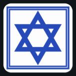 Adesivo Quadrado Estrela de David Sticker<br><div class="desc">Um adesivo quadrado com uma imagem de uma estrela azul profunda de David e uma borda azul dupla em branco. Veja o adesivo redondo correspondente,  o confetti,  a etiqueta e o papel de embalagem. Veja toda a coleção do Chanucá Sticker na categoria CARDS & STICKERS na seção HOLIDAYS.</div>