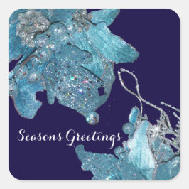 ADESIVO QUADRADO ESTRELA DE NATAL AZUL, FLORAL ELEGANTE EM ESPUMA