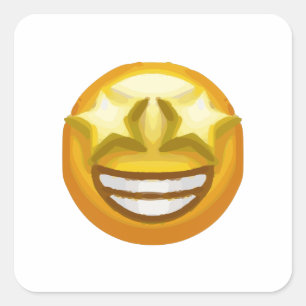 Adesivo Quadrado estrela de olhos emoji