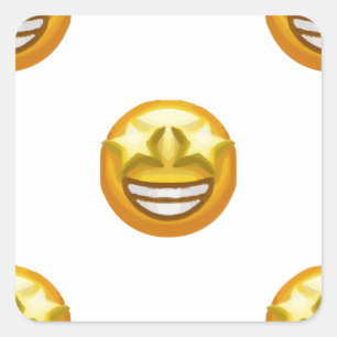 Adesivo Quadrado estrela de olhos emoji