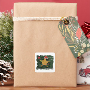 Adesivo Quadrado Estrela de pão de Natal feliz 