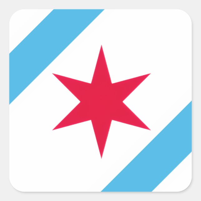 Adesivo Quadrado Estrela de Seis Pontas de Chicago (Frente)
