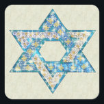 Adesivo Quadrado Estrela decorada com gem de David<br><div class="desc">Arte desenhada para se assemelhar a joias e faíscas enchem a forma da Estrela de David para fazer deste presente um presente muito especial para si mesmo ou amigos e família este Chanucá.</div>