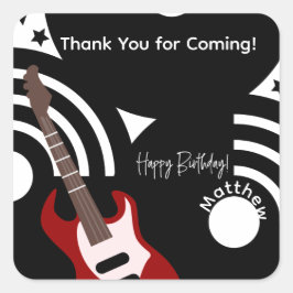 Adesivo Quadrado Estrela do Rock Musical Guitarra Elétrica Aniversá