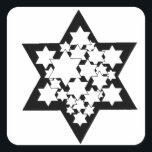 Adesivo Quadrado Estrela Multiestrelas de David<br><div class="desc">Estrela Negra de David com muitas estrelas brancas no centro.</div>