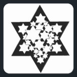 Adesivo Quadrado Estrela Multiestrelas de David<br><div class="desc">Estrela Negra de David com muitas estrelas brancas no centro.</div>