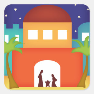 Adesivo Quadrado Estrela sobre a natividade do Natal de Bethlehem