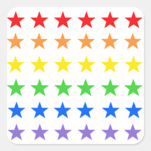 Adesivo Quadrado Estrelas arco-íris