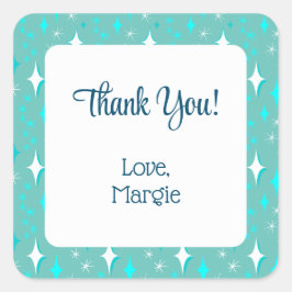 Adesivo Quadrado Estrelas Brancas Retroativas Editáveis Obrigado