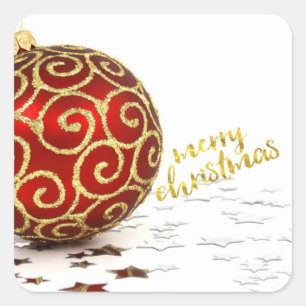 Adesivo Quadrado Estrelas de Bola Vermelha Elegante