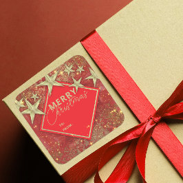 Adesivo Quadrado Estrelas Douradas brilhantes e Luzes Vermelhas Bri