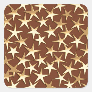 Adesivo Quadrado Estrelas Douradas de chocolate marrom