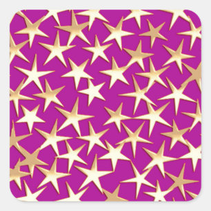Adesivo Quadrado Estrelas Douradas no roxo ametista