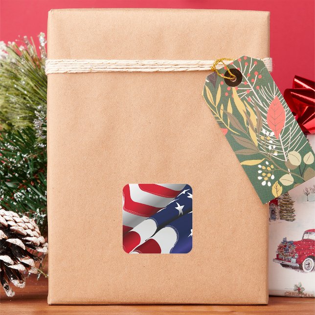 Adesivo Quadrado Estrelas e faixas de Design de Bandeiras Americana (Criador carregado)