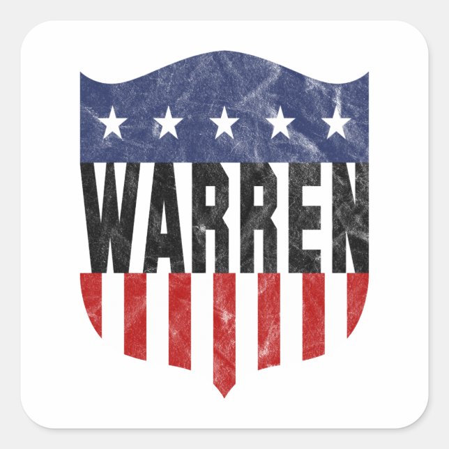 Adesivo Quadrado Estrelas e faixas de WARREN (Frente)