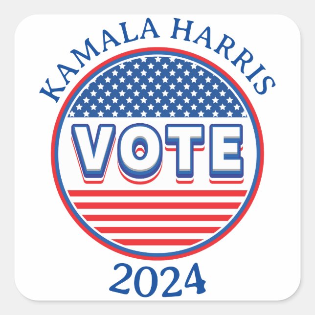 Adesivo Quadrado Estrelas e Stripes Votam EUA - Eleição (Frente)