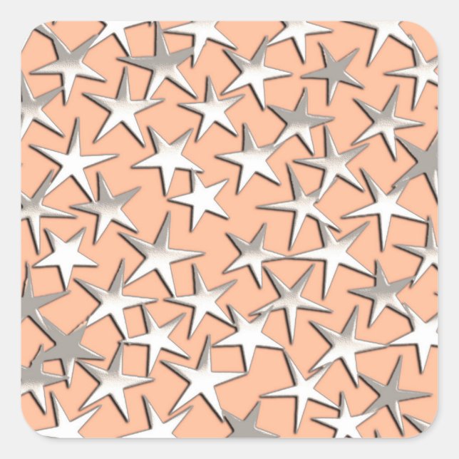 Adesivo Quadrado Estrelas prateadas de cor-de-rosa (Frente)