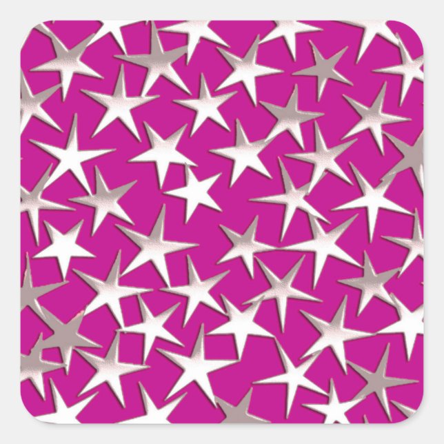 Adesivo Quadrado Estrelas prateadas em ametista roxo (Frente)