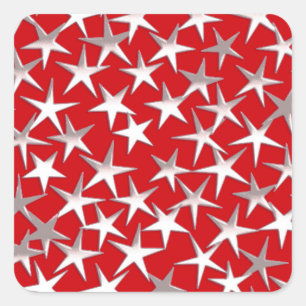 Adesivo Quadrado Estrelas prateadas em vermelho escuro