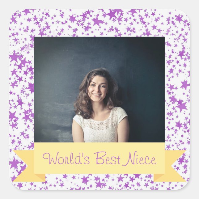 Adesivo Quadrado Estrelas Púrpura Personalizadas da Melhor Onça do  (Frente)