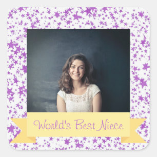 Adesivo Quadrado Estrelas Púrpura Personalizadas da Melhor Onça do