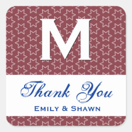 Adesivo Quadrado Estrelas Vermelhas Casadas OBRIGADO S002