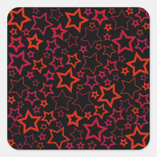 Adesivo Quadrado Estrelas vermelhas e pretas