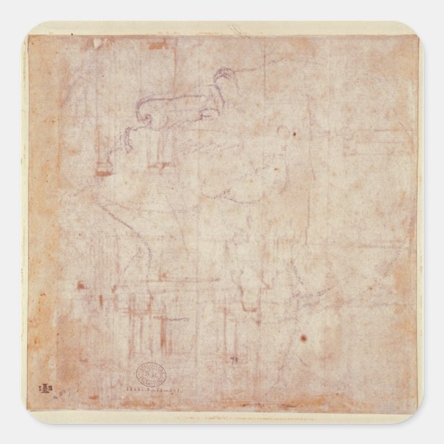 Adesivo Quadrado Estudo da cabeça, 1525-26 (Frente)