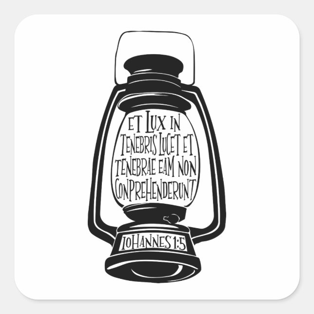 Adesivo Quadrado Et Lux in Tenebris John 1 em Latim Bíblia Verse (Frente)